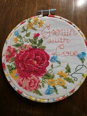 Grown With Love Completed Cross Stitch Hanging